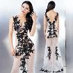 Long Sexy Night Club Dress Real Silk Floral Embroidery