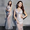 Long Mermaid 3D Floral Real Silk Evening Dress Sexy See Through