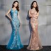 Long Mermaid Real Silk Prom Evening Dress Vine Leaves Sexy See Through