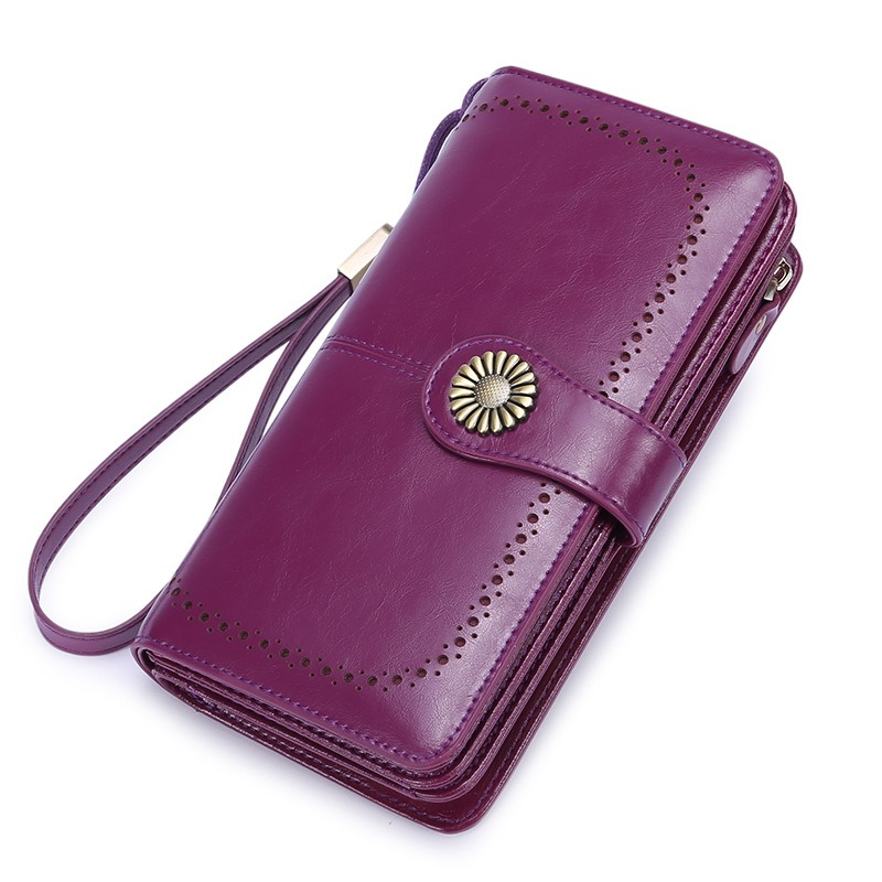 Purple RFID leather wallet