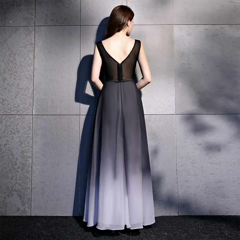 Maxi Transparent Real Silk Dress Butterfly Deep V-Neck Sleeveless
