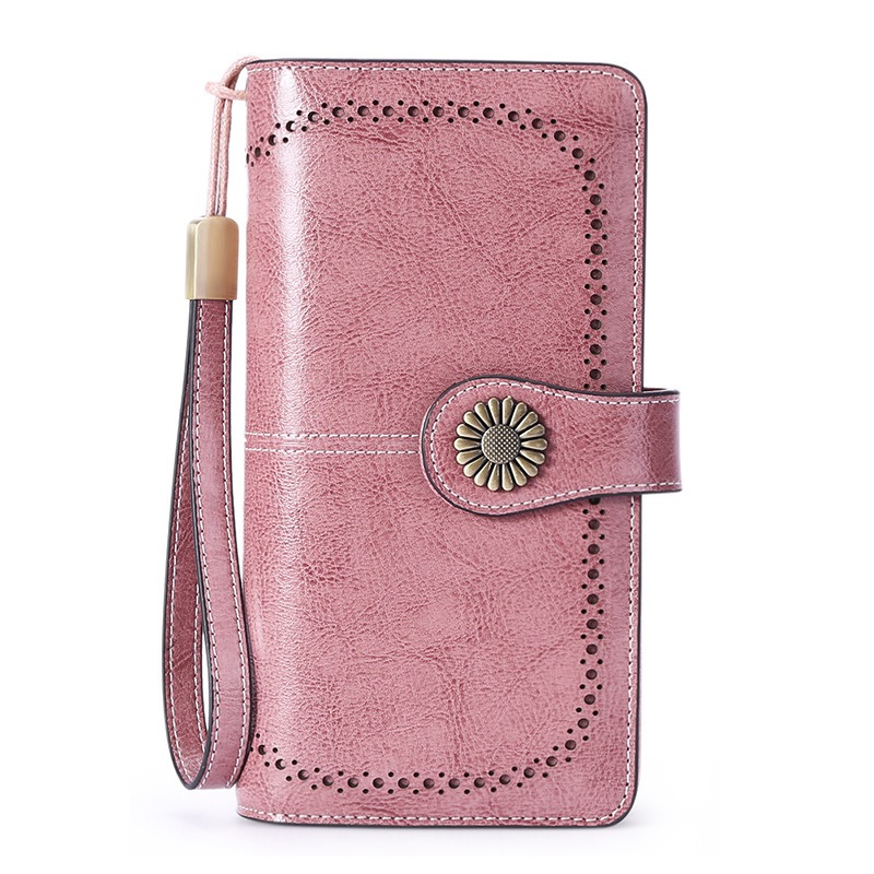 Pink RFID leather wallet