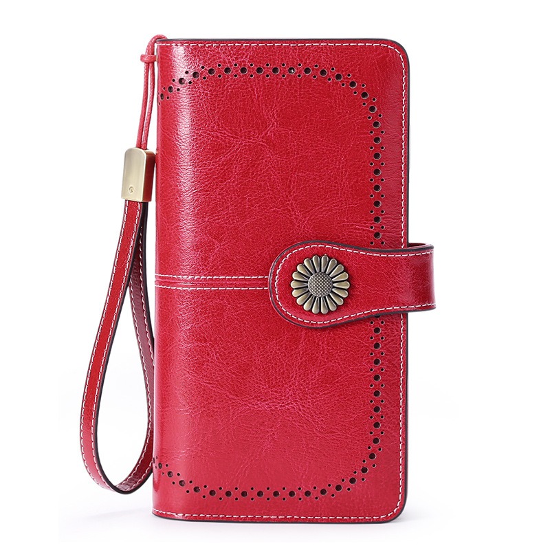 Red RFID leather wallet