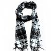 Grid Printing Scarf With Fringe